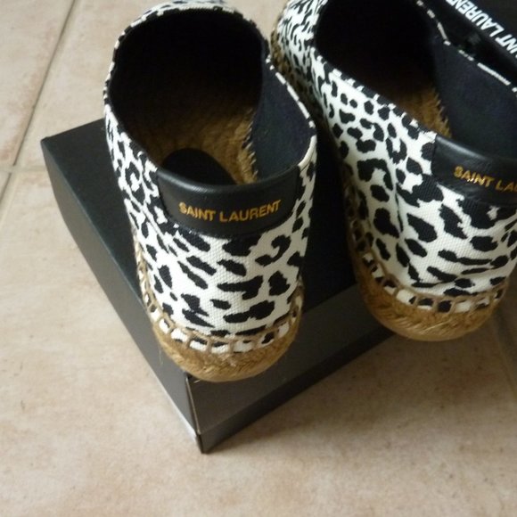 Saint Laurent Animal-Print Canvas Espadrilles 7.5 - Picture 7 of 14